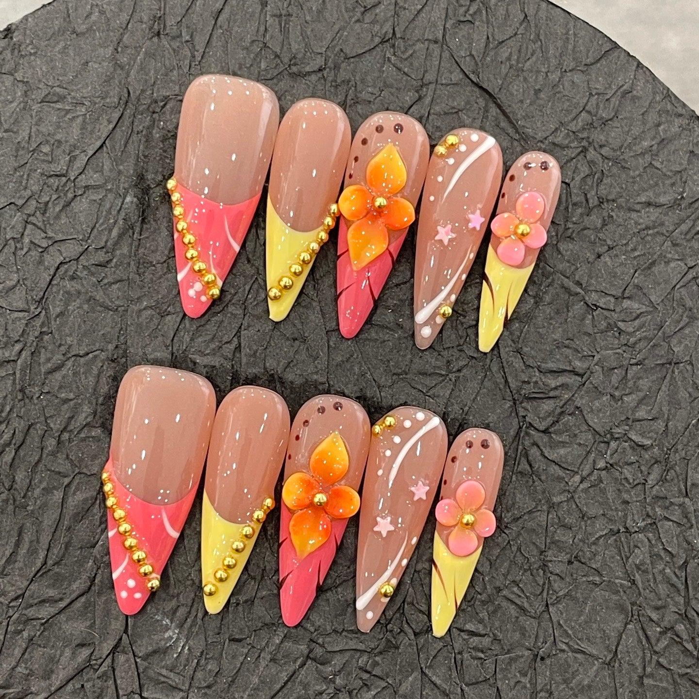 E4-06 Handmade Summer press on nails