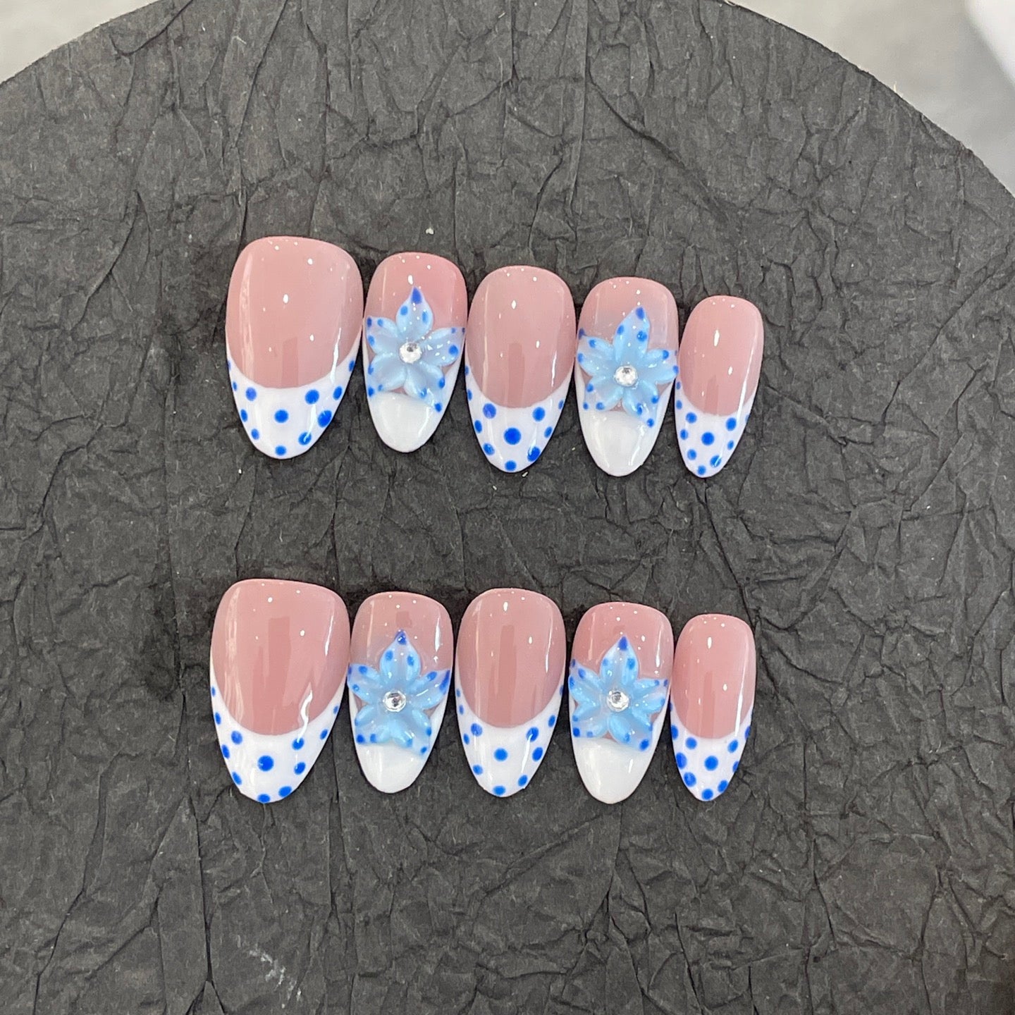 E7-23 Handmade Almond Summer press on nails