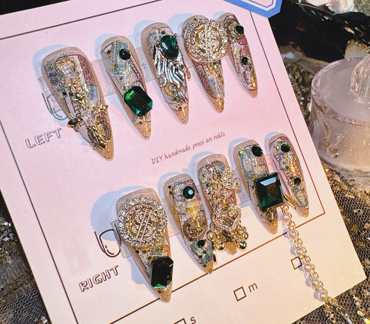 Original design wealth attract press on nails