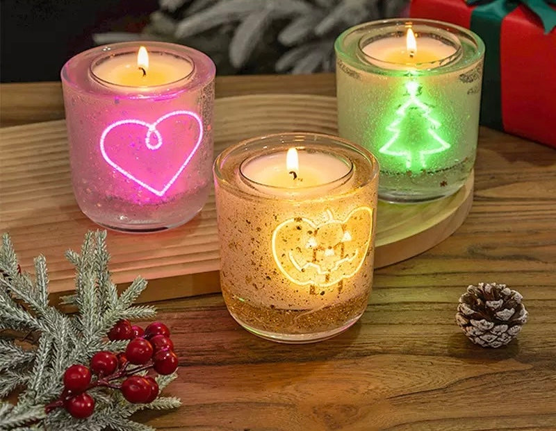 New LED light Christmas candle soy wax customized scent