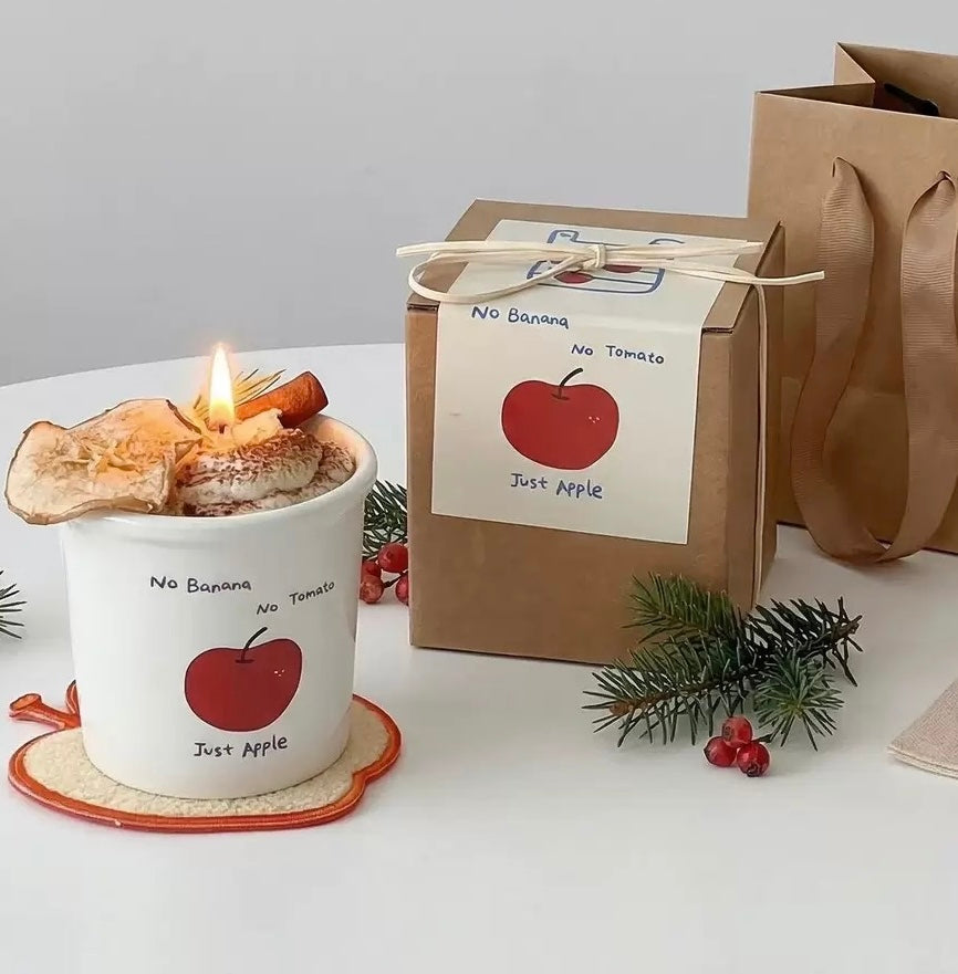 Christmas candle gift set soy wax apple scent