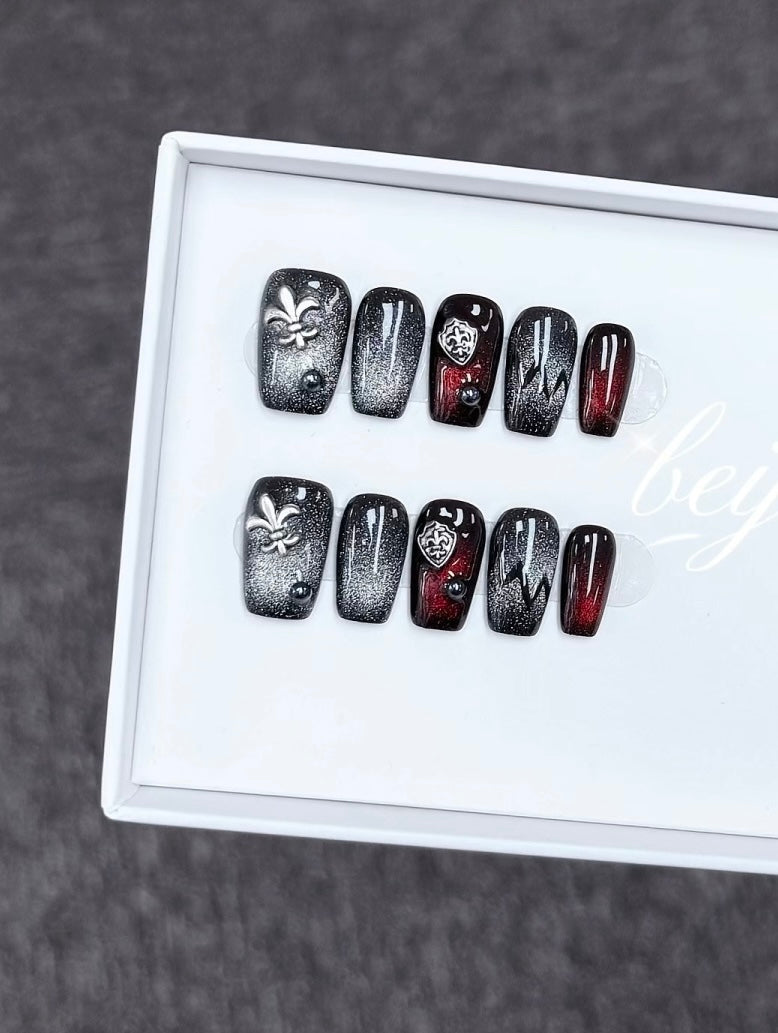 S78 cat eye style cool girl press on nails