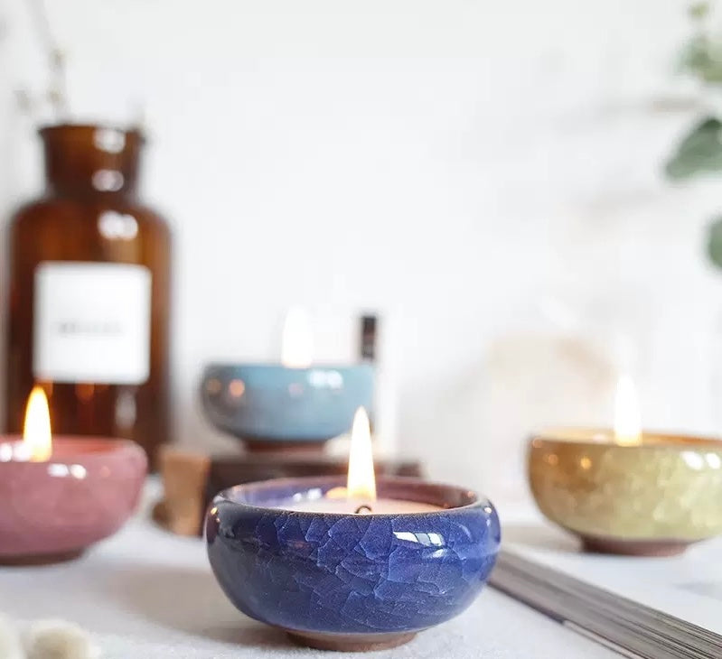 Ice crack ceramic jar soy wax luxury candle gift set
