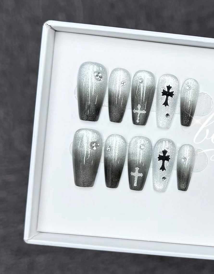 B71 Handmade Cat Eye press on nails