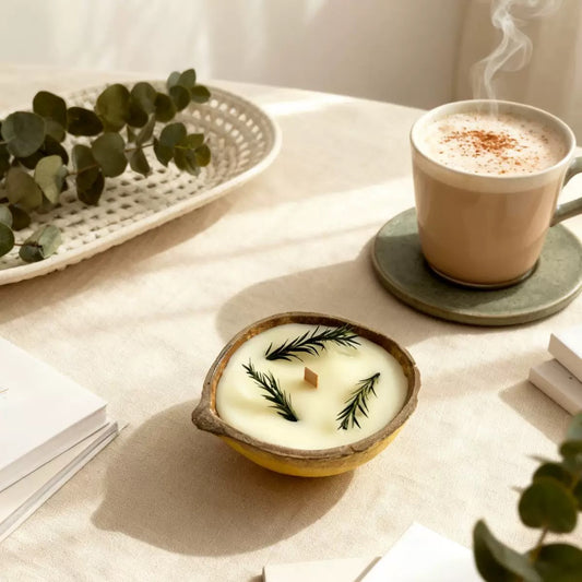 Coconut shell jar natural soy wax scented candle with flowers