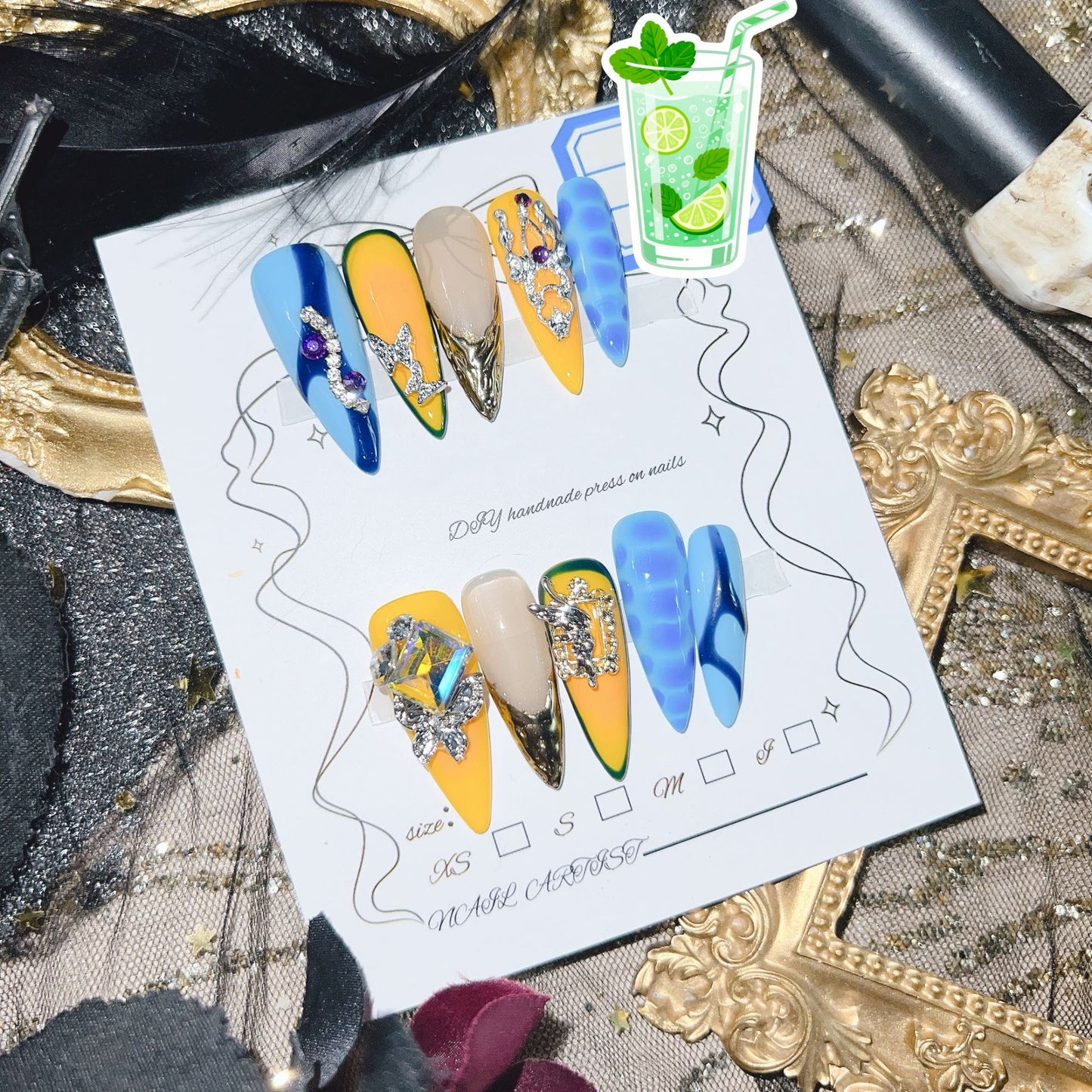 Contrast color summer energy girl press on nails