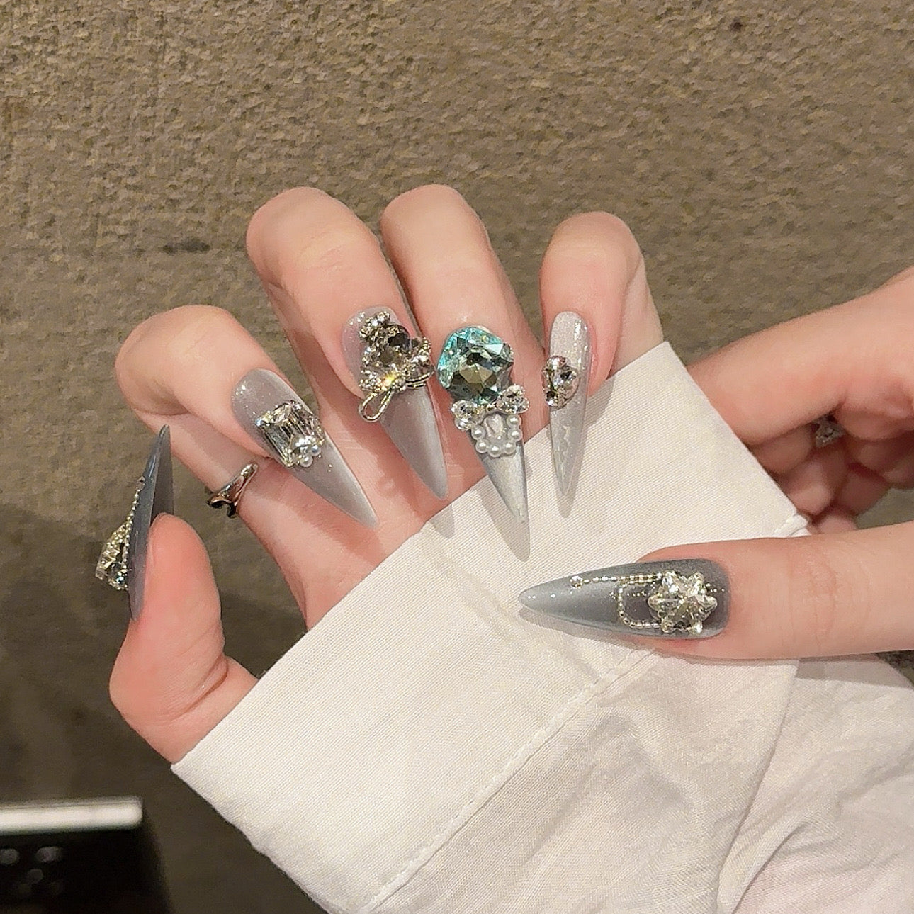 Y series high end original design silver press on nails