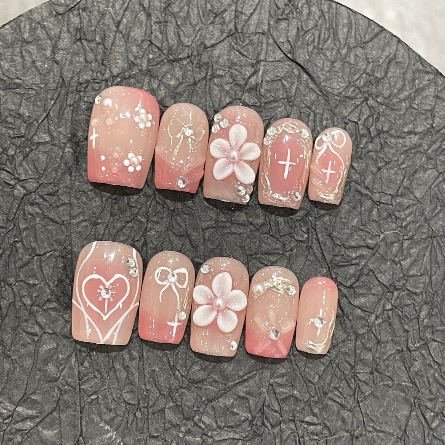 E6-07 Handmade Pink Spring nails