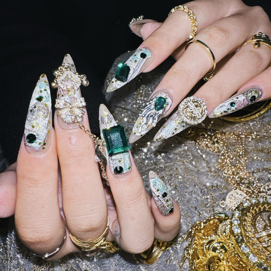 Original design wealth attract press on nails