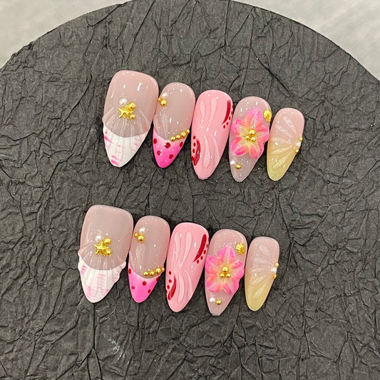 E8-22 Handmade Almond Shell nails