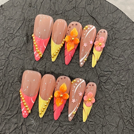 E4-06 Handmade Summer press on nails