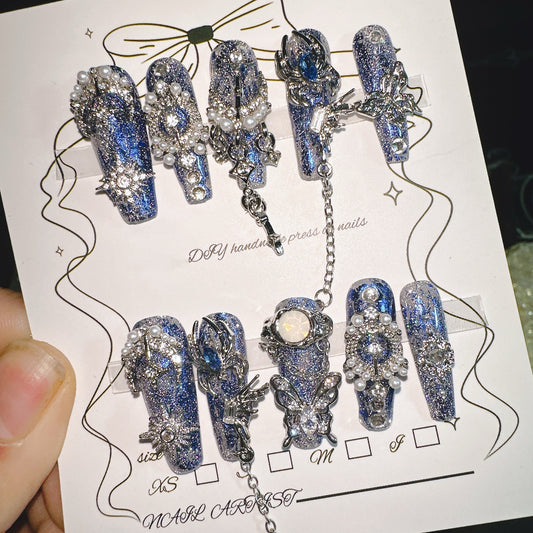 Luxury pearl magic shinning press on nails