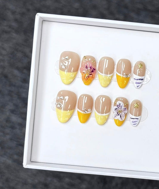 J21 Handmade Almond Summer Vacation press on nails