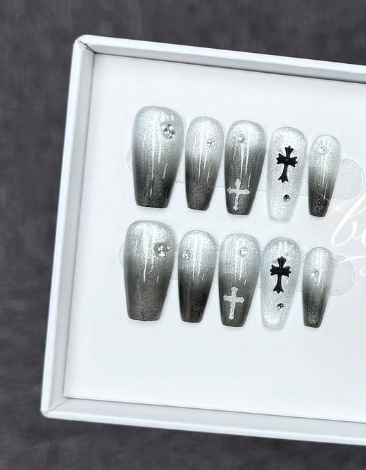 B71 Handmade Cat Eye press on nails