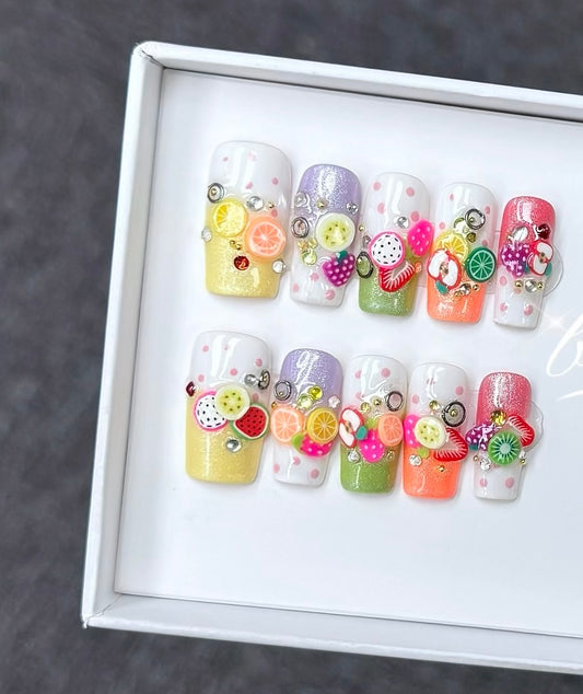 J03 Handmade Fruit press on nails