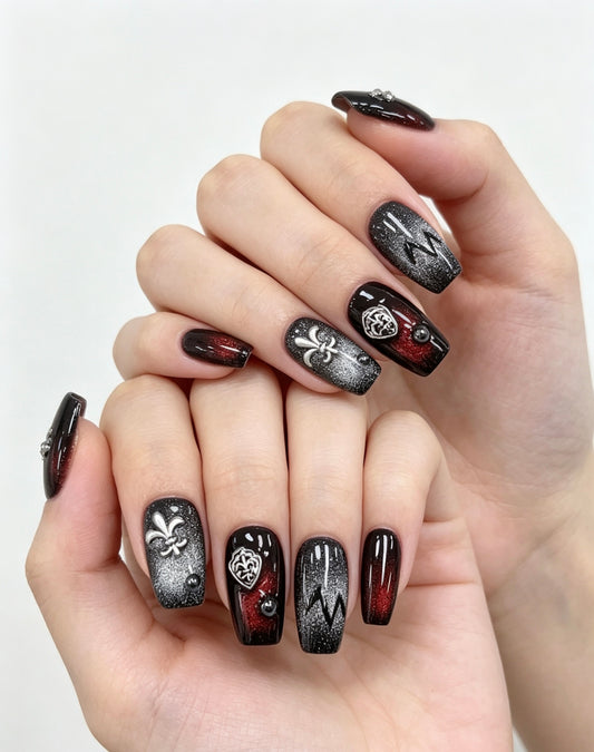 S78 cat eye style cool girl press on nails