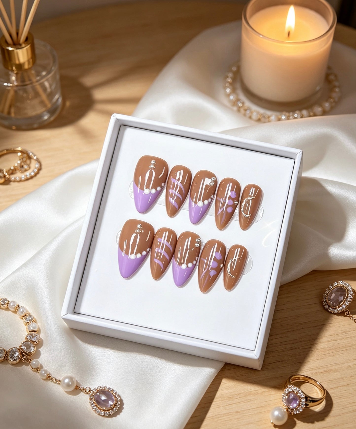 J15 Handmade Almond press on nails