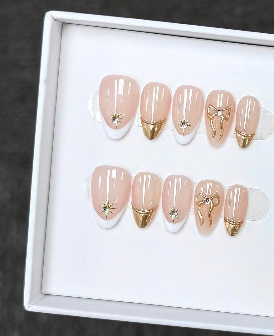 J46 Handmade Almond press on nails