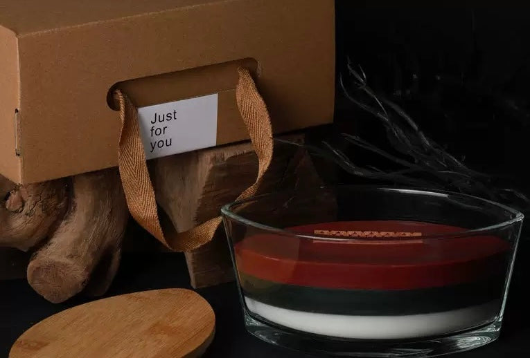 Boat shape glass soy wax wooden wick luxury candle with gift box