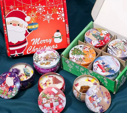 Soy wax customized scent crystal 4pcs Christmas candle gift set