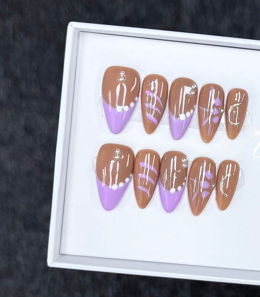 J15 Handmade Almond press on nails