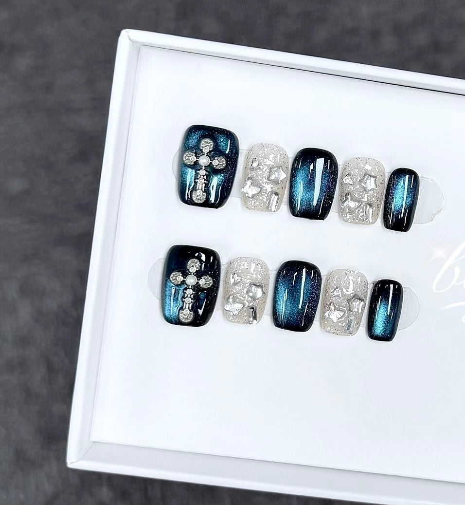 B07 Handmade Cat Eye press on nails