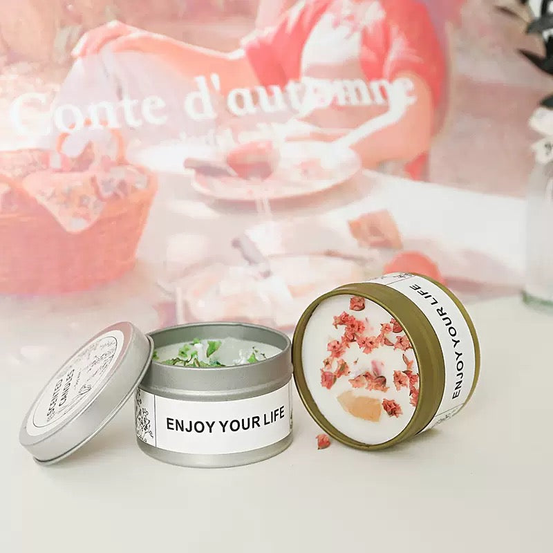 Natural crystal rose flower soy scented candle set 3pcs