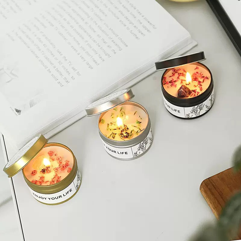 Natural crystal rose flower soy scented candle set 3pcs