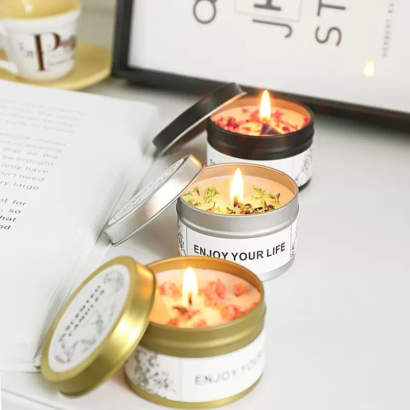 Natural crystal rose flower soy scented candle set 3pcs