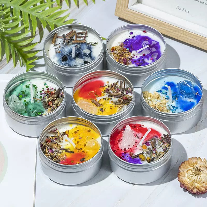 Natural gemstone customized lavender soy scented candle tea candle set