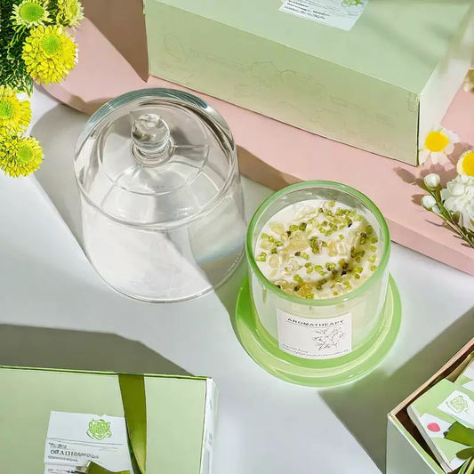 Customized scent luxury glass dome crystal soy candle for Christmas