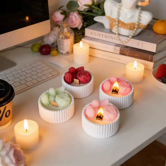 Selenite jar wooden wick soy wax customized scent candle