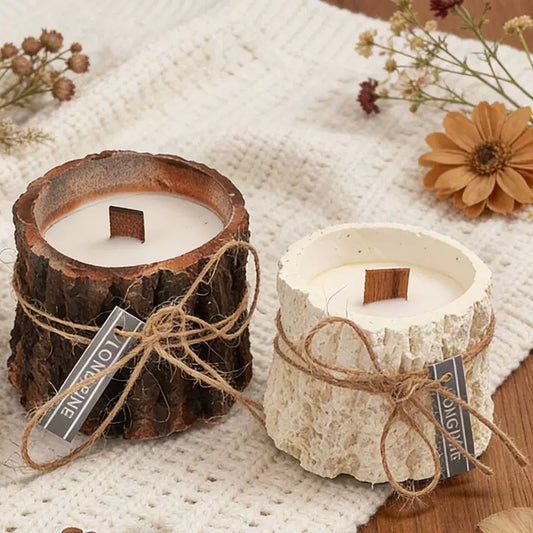 Selenite natural wood candle soy wax customized scent for Christmas