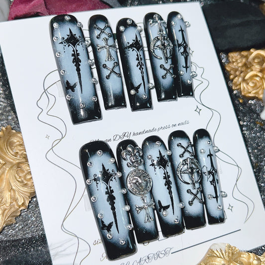 Cyberpunk style cool girl press on nails
