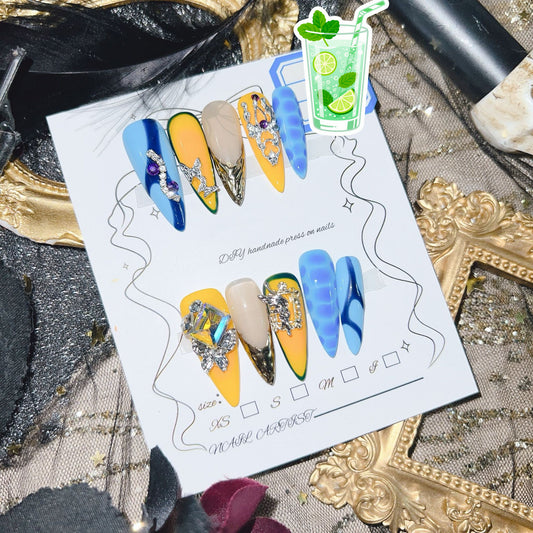Contrast color summer energy girl press on nails