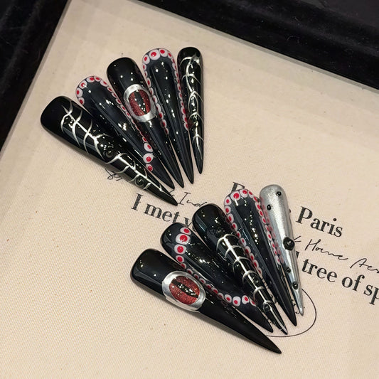 Y series evil eye black press on nail