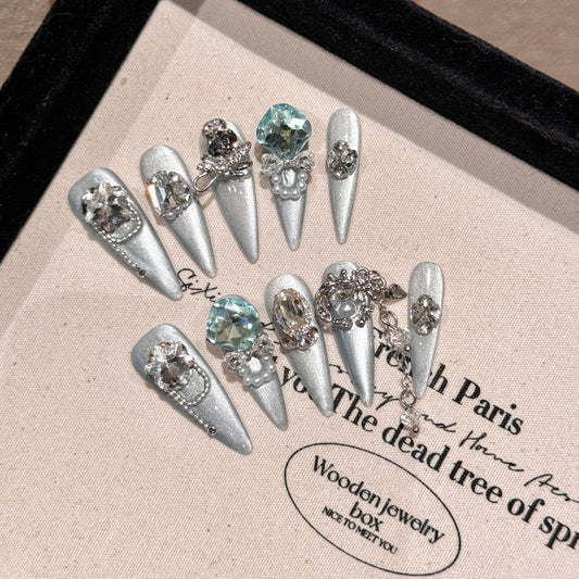 Y series high end original design silver press on nails