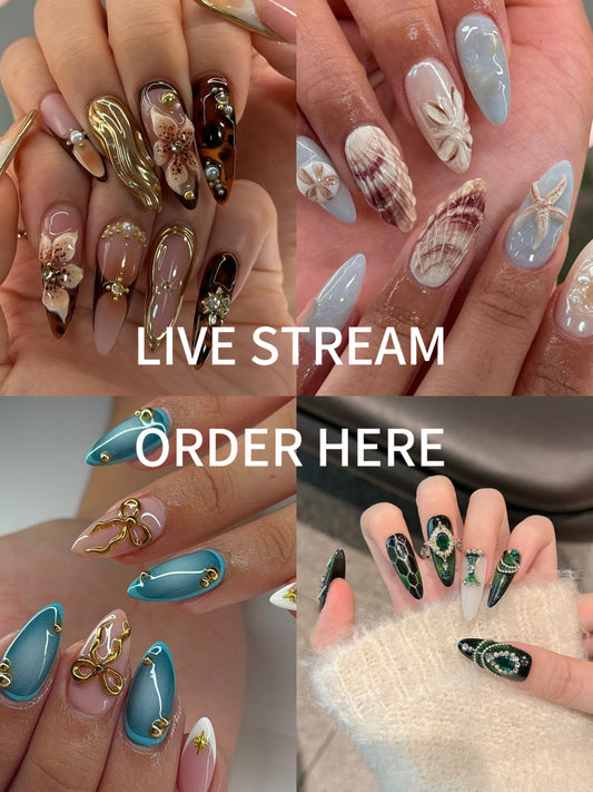 A LIVE STREAM handmade press on nails order by number